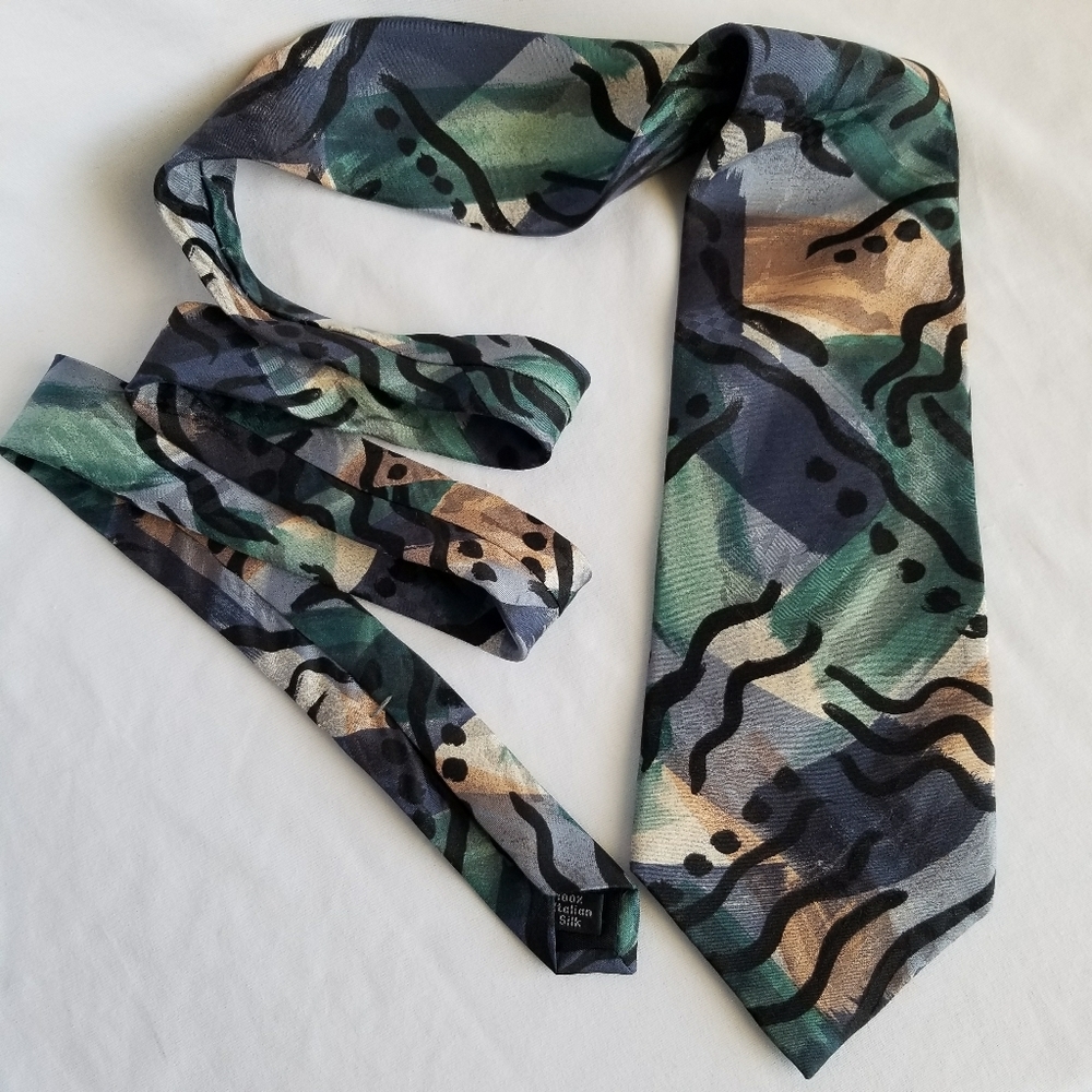 BUGATTI 100% Silk vintage tie 90s design Mens tie